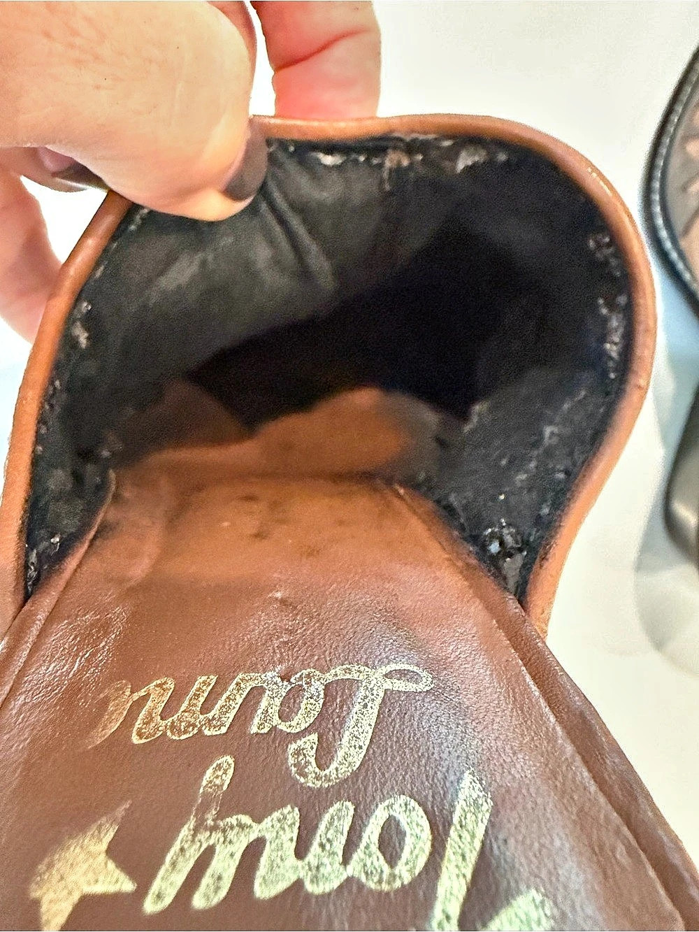 vintage Tony Lama Embroidered Leather-Style Mules in Brown with silver rose heel - Picture 5 of 6
